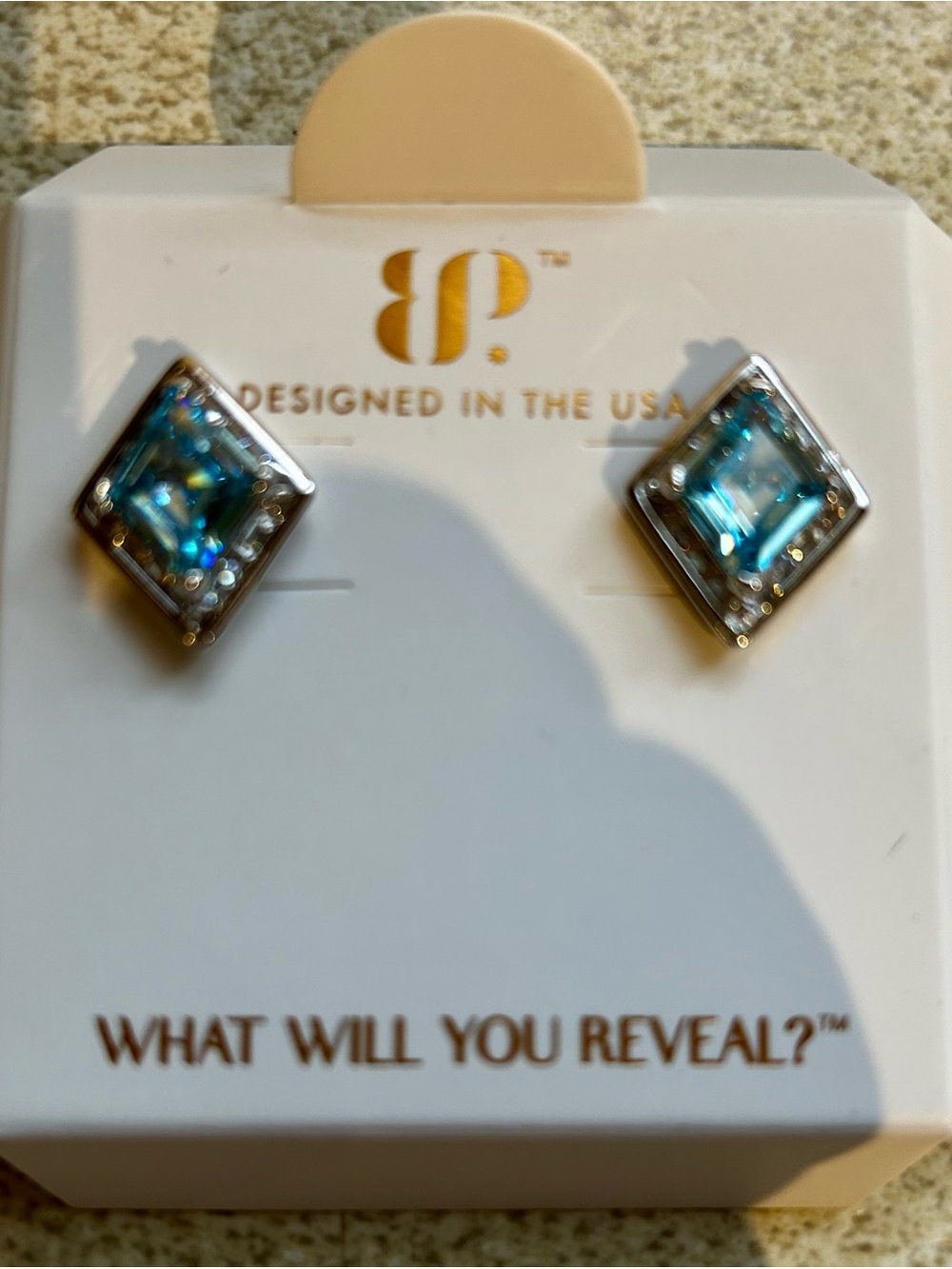 BP birthday collection. Aquamarine Cubic Zirconia on Rhodium plating